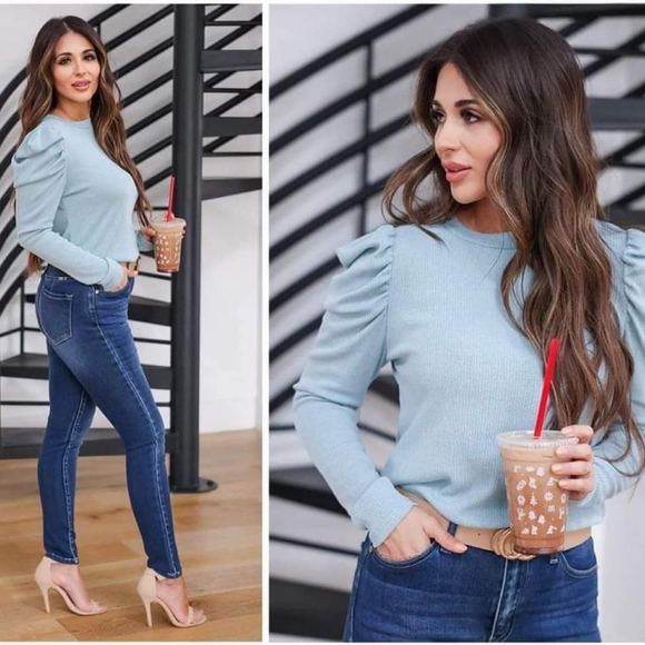 First Love Long Puff Sleeve top medium - Picture 1 of 6